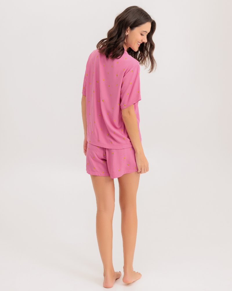 Pijama Feminino Manga Curta Americano Com Shorts