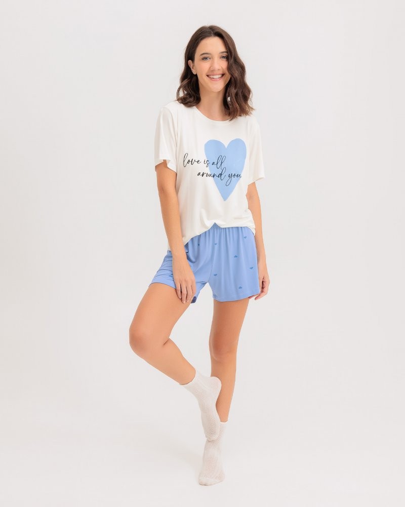 Pijama Feminino Manga Curta Com Shorts