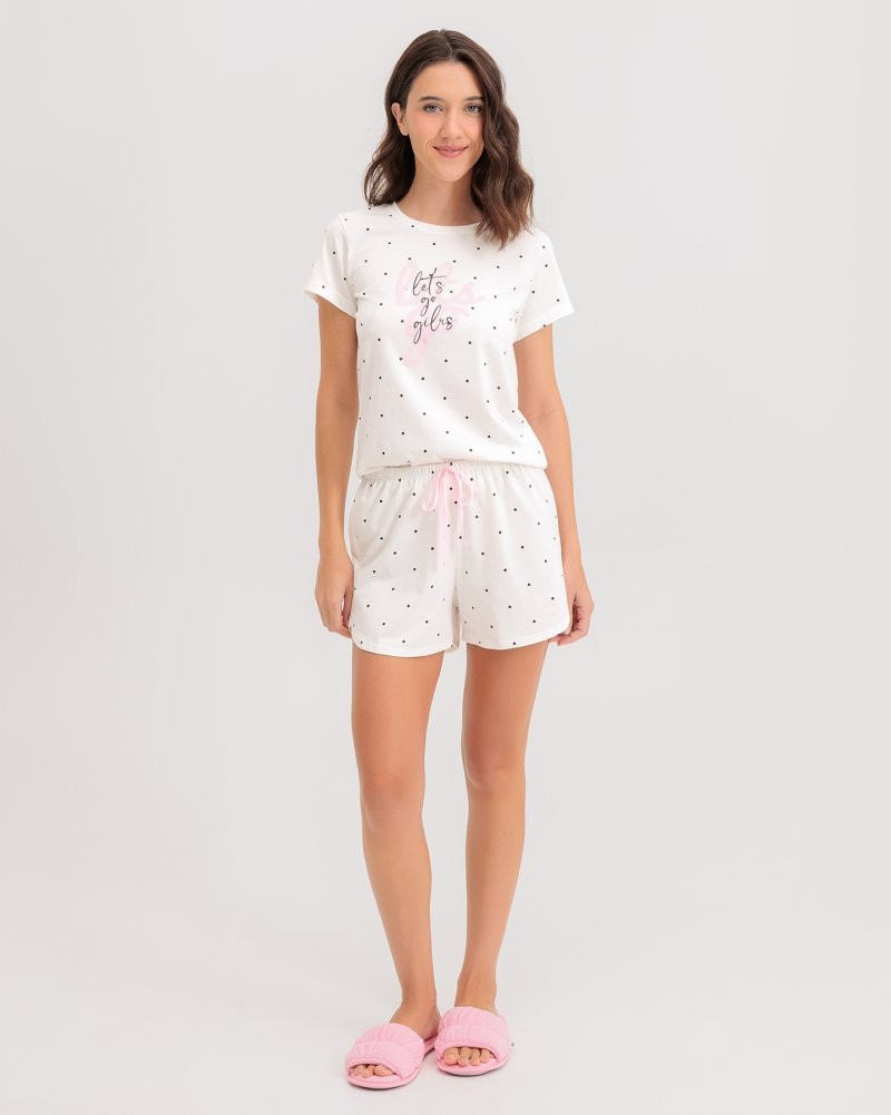 Pijama Feminino Manga Curta Com Shorts