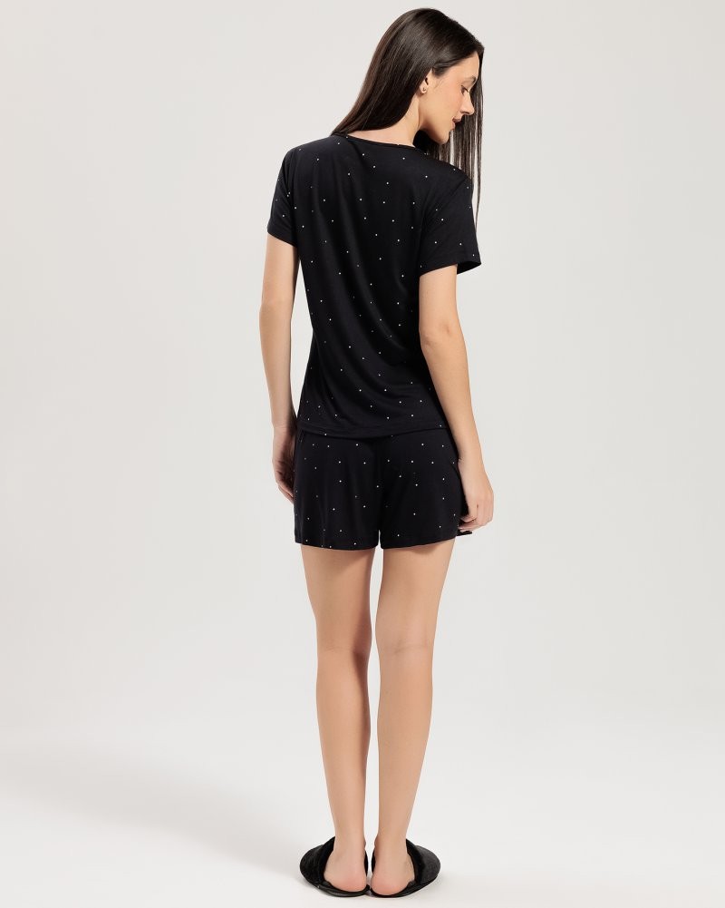 Pijama Feminino Manga Curta Com Shorts