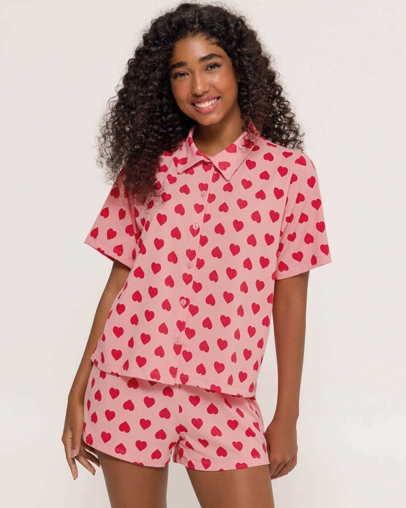 Pijama Feminino Manga Curta Americano com Shorts