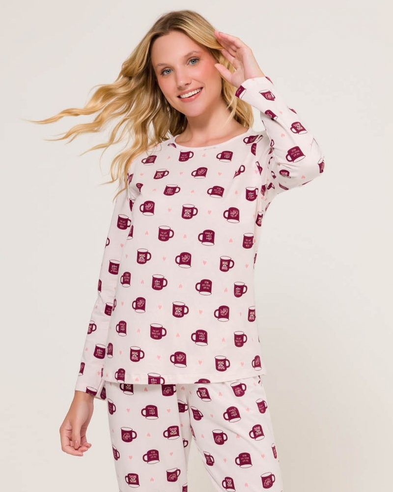 Pijama Feminino Manga Longa com Calça Pijama Feminino Manga Longa com Calça