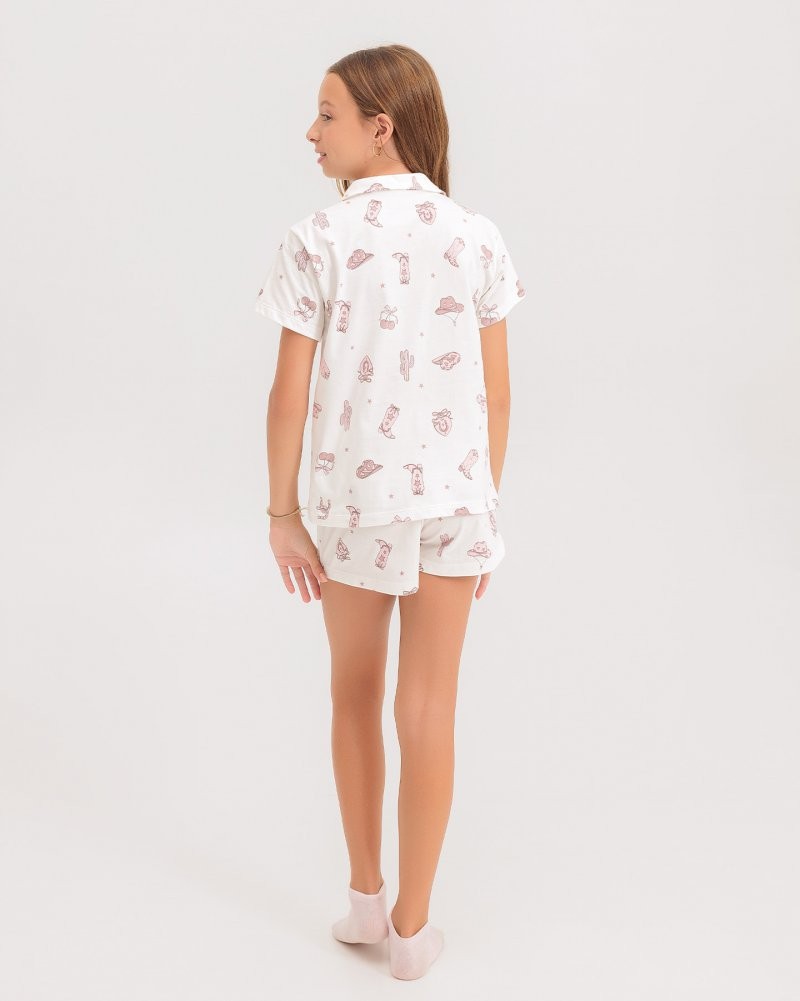 Pijama Infantil Feminino Manga Curta Americano Com Shorts