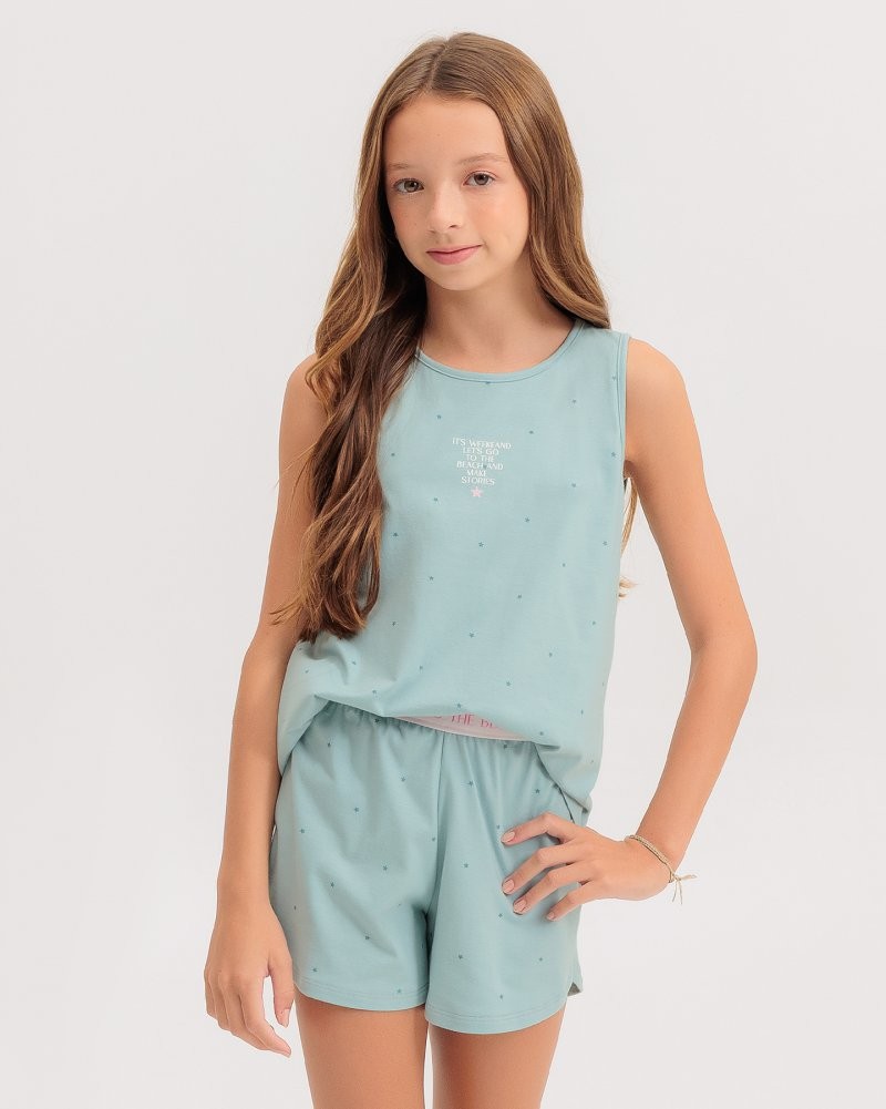 Pijama Infantil Feminino Regata Com Shorts