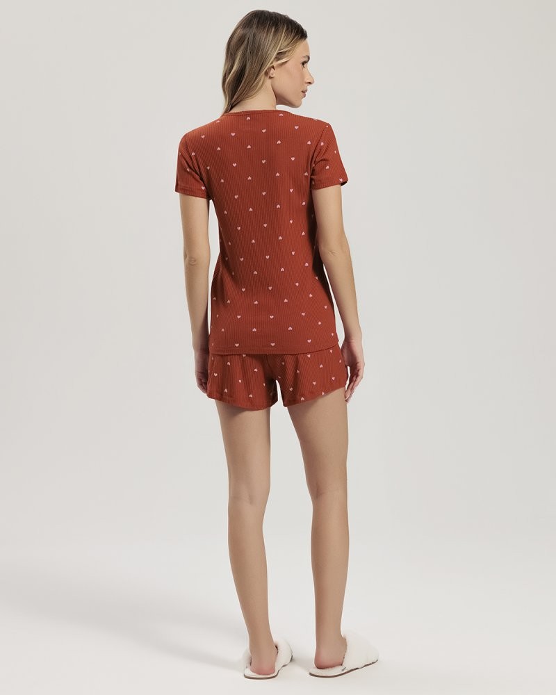 Pijama Feminino Manga Curta Com Shorts