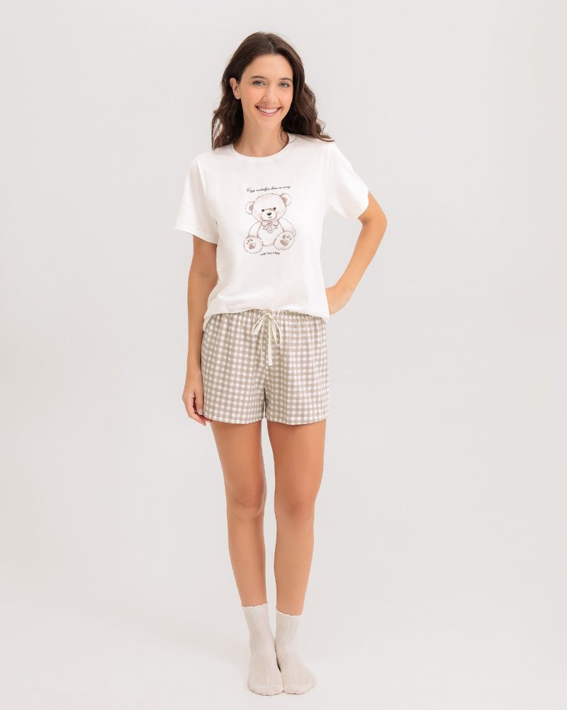 Pijama Feminino Manga Curta Com Shorts