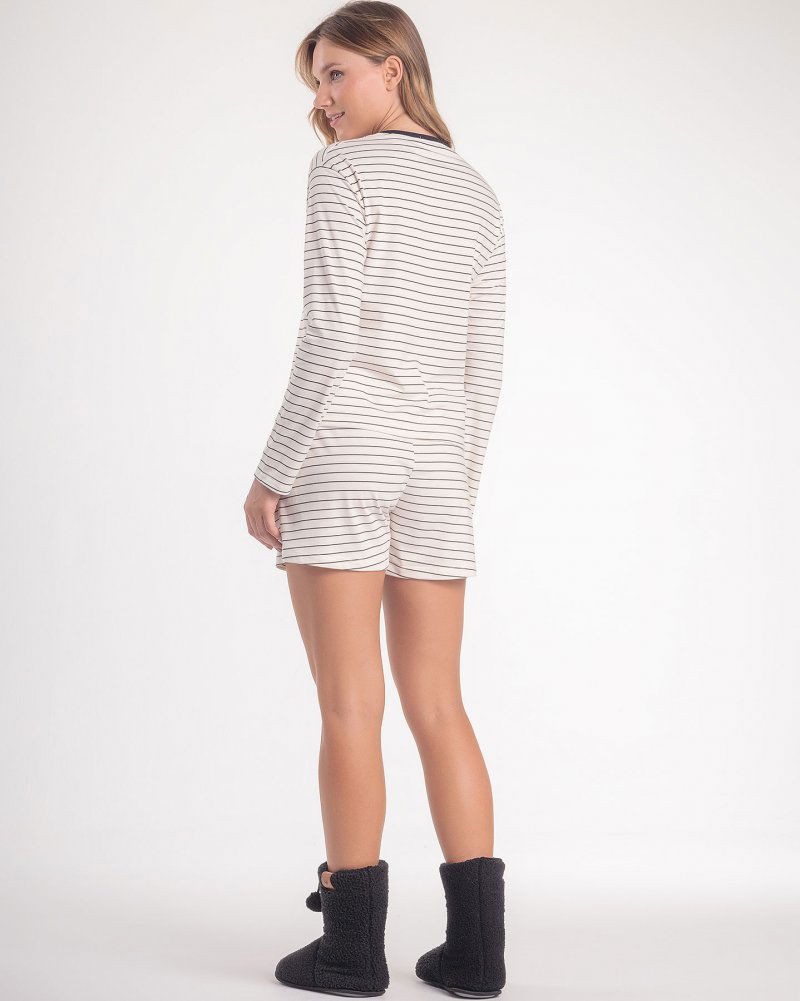Pijama Feminino Manga Longa Com Shorts