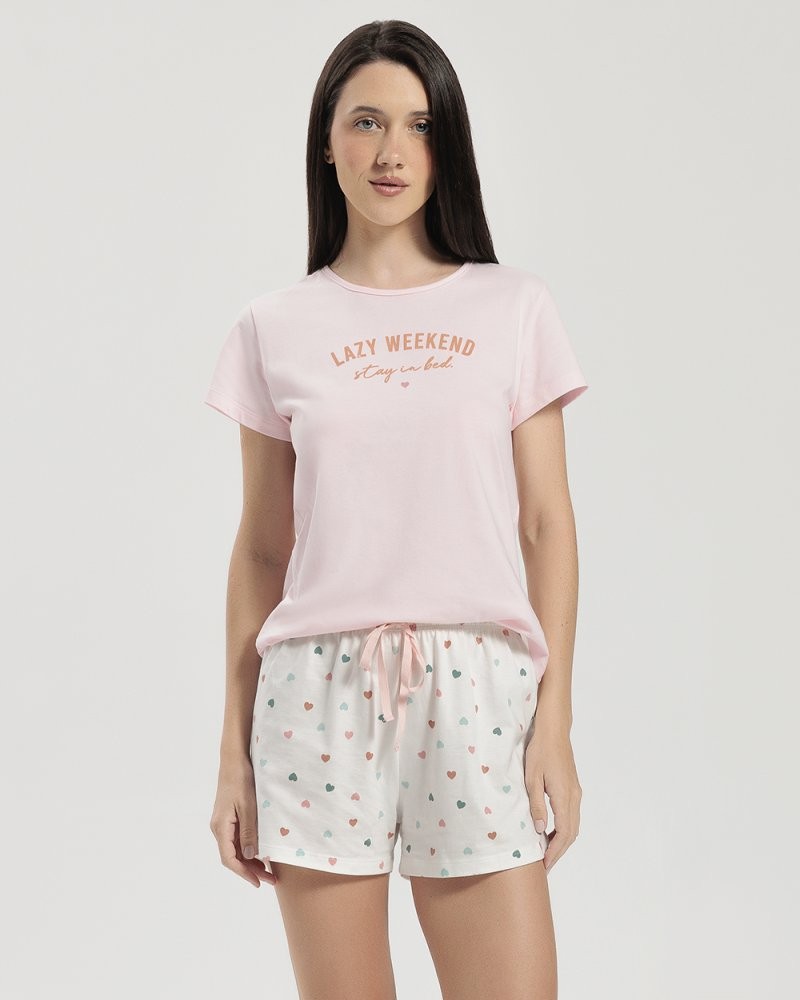 Pijama Feminino Manga Curta com Shorts