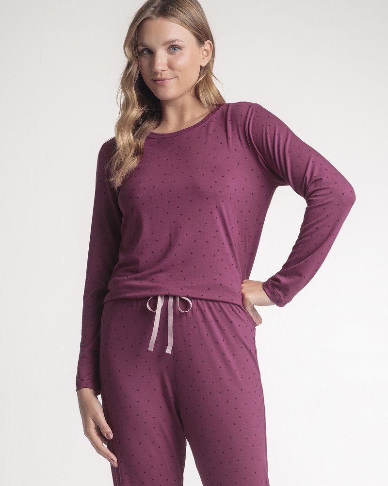 Pijama Feminino Manga Longa Com Calça