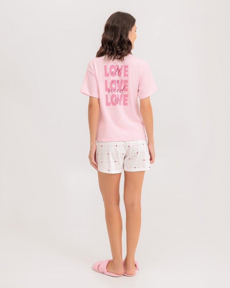 Pijama Feminino Manga Curta Com Shorts