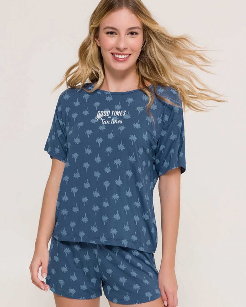 Pijama Feminino Manga Curta com Shorts