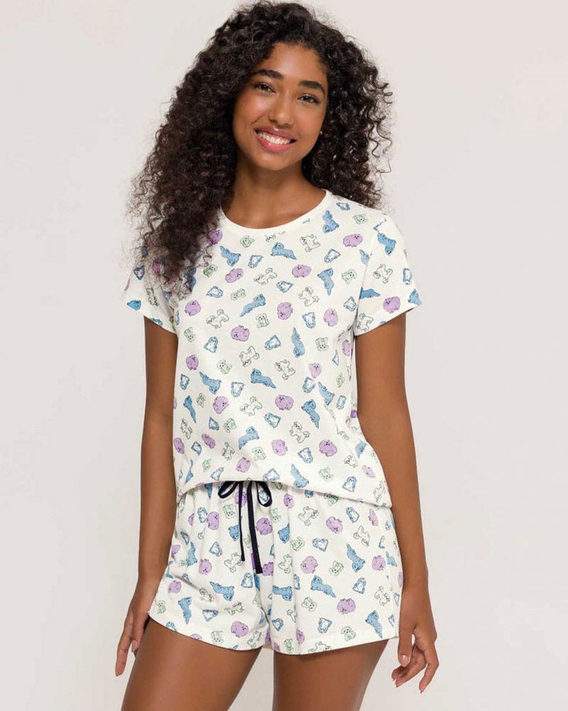 Pijama Feminino Manga Curta com Shorts