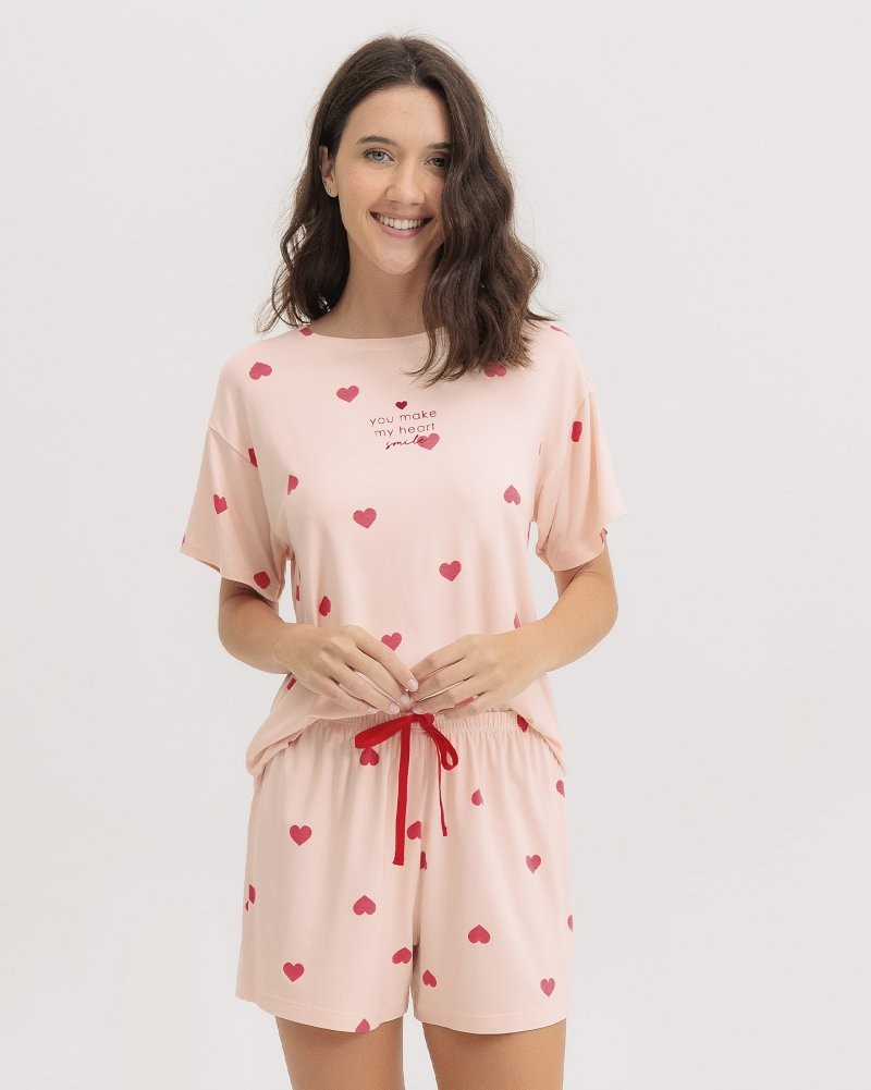 Pijama Feminino Manga Curta Com Shorts