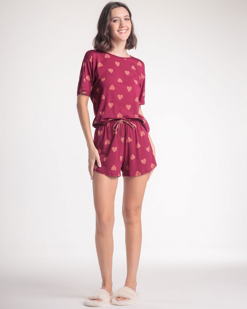 Pijama Feminino Manga Curta com Shorts