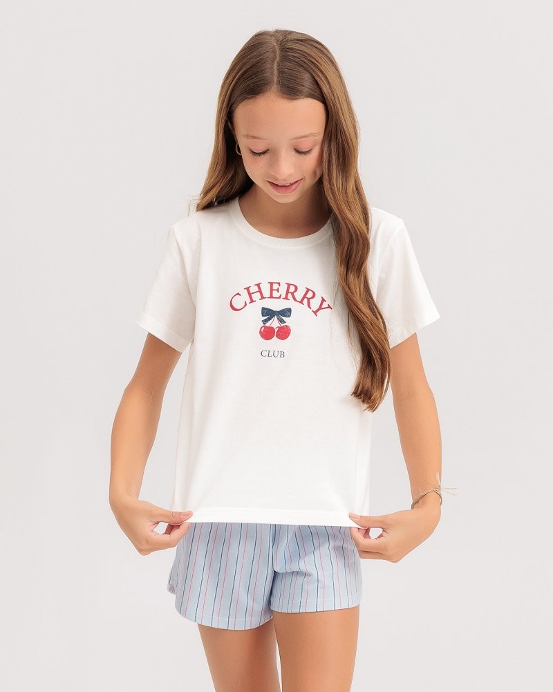 Pijama Infantil Feminino Manga Curta com Shorts Pijama Infantil Feminino Manga Curta com Shorts