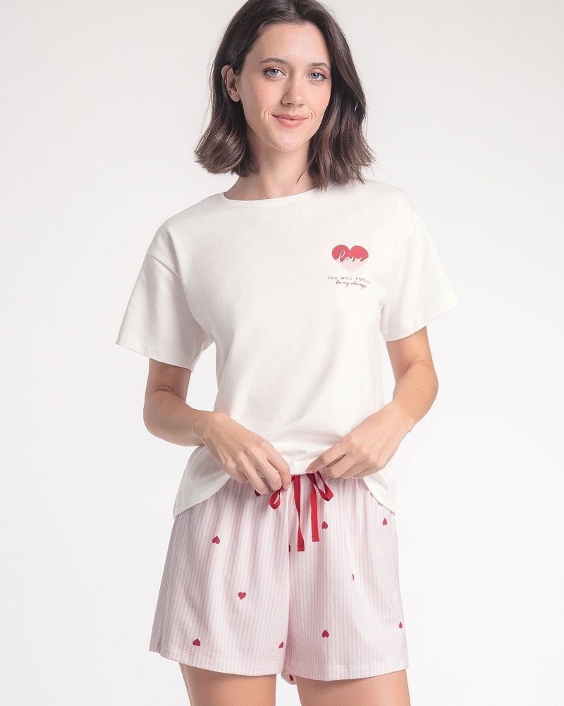 Pijama Feminino Manga Curta Com Shorts