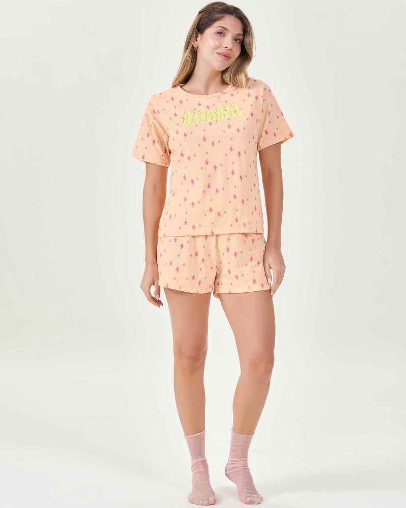 Pijama Feminino Manga Curta Com Shorts