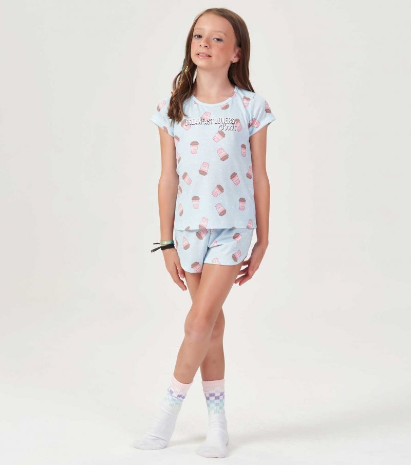 Short Doll Manga Curta Infantil Feminino