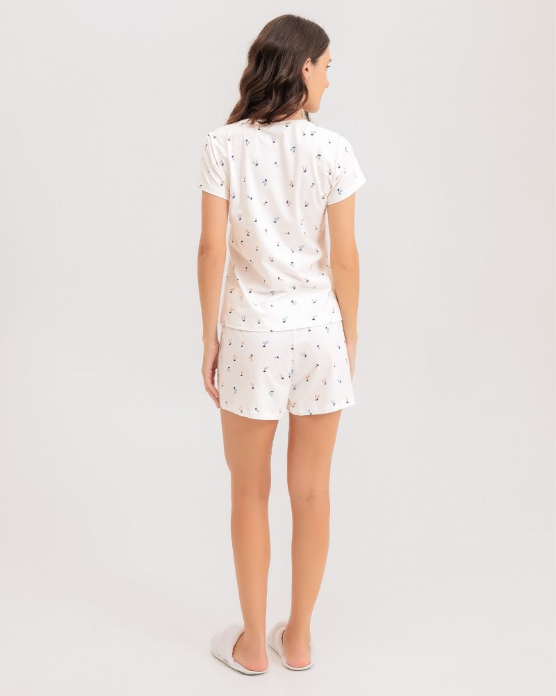 Pijama Feminino Manga Curta Com Shorts