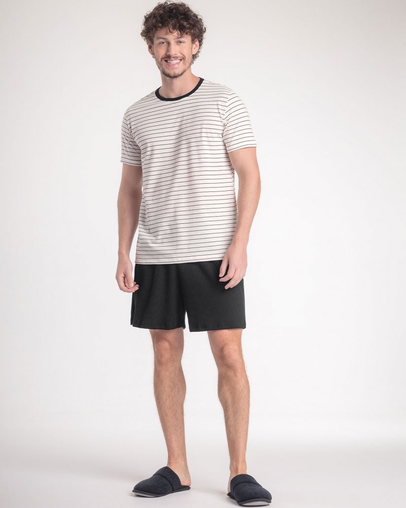 Pijama Masculino Manga Curta Com Bermuda Pijama Masculino Manga Curta Com Bermuda