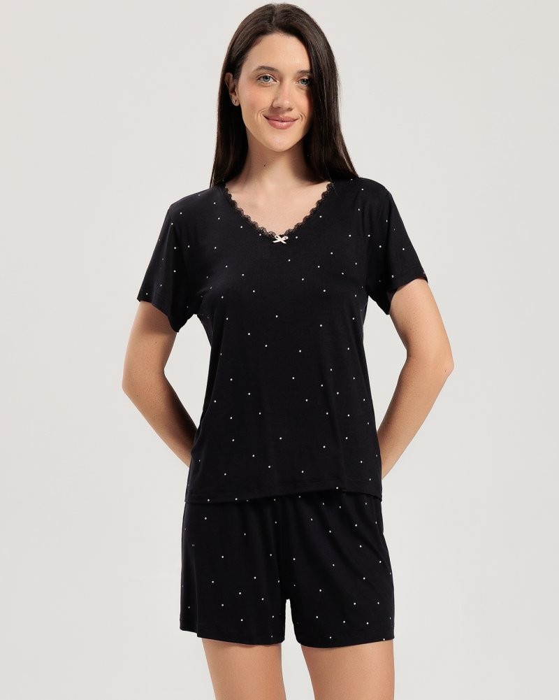 Pijama Feminino Manga Curta Com Shorts