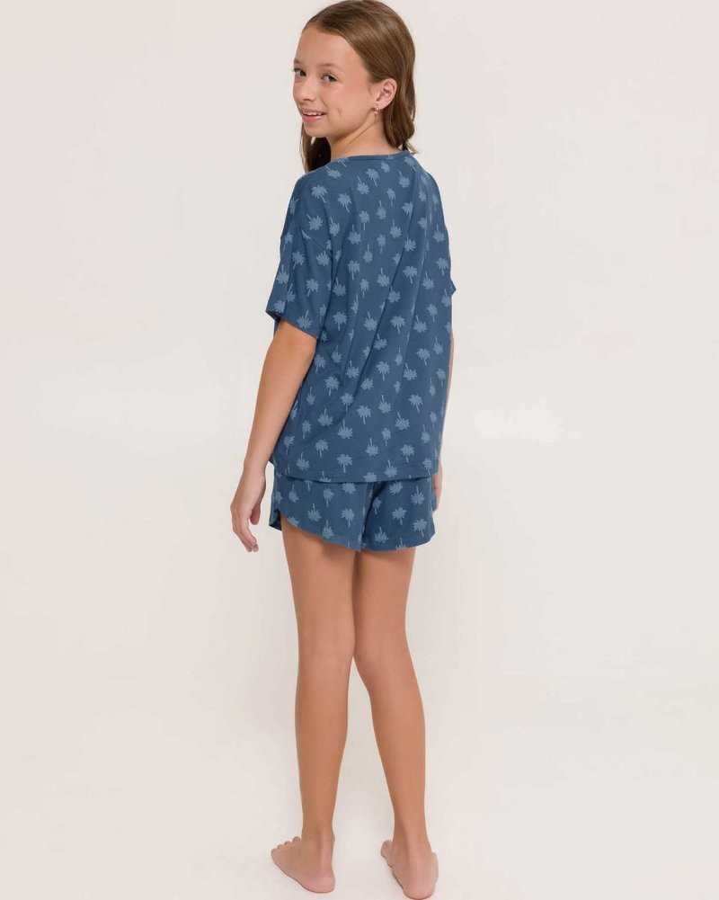 Pijama Feminino Infantil Manga Curta com Shorts