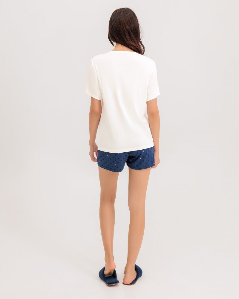 Pijama Feminino Manga Curta Com Shorts