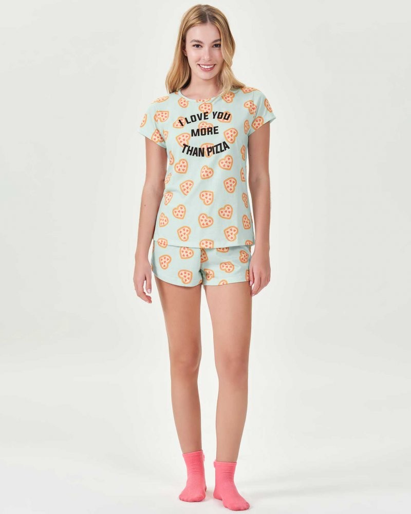 Pijama Feminino Manga Curta Com Shorts