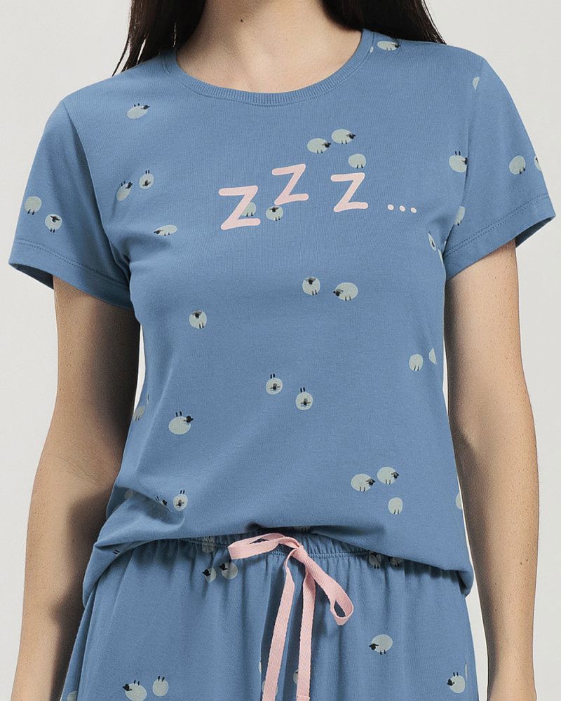 Pijama Feminino Manga Curta com Shorts