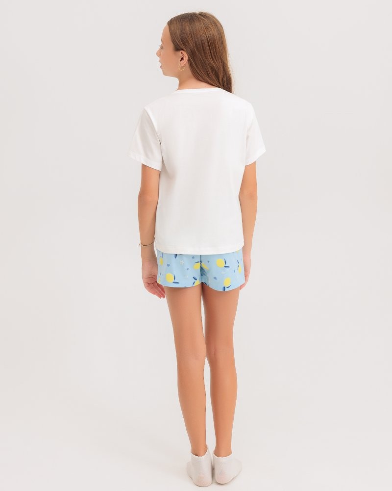 Pijama Infantil Feminino Manga Curta Com Shorts