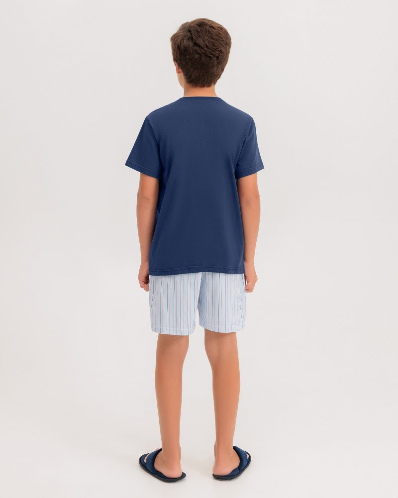 Pijama Masculino Infantil Manga Curta Com Shorts