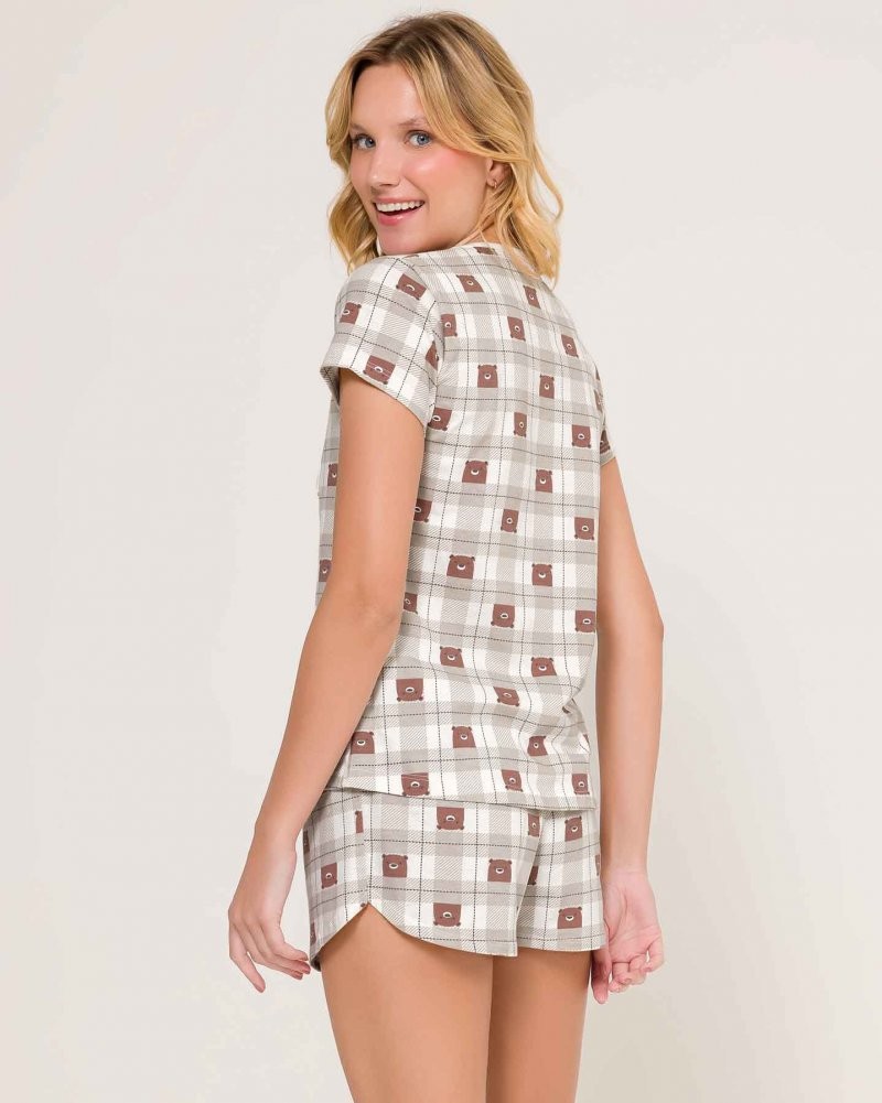 Pijama Feminino Manga Curta Com Shorts