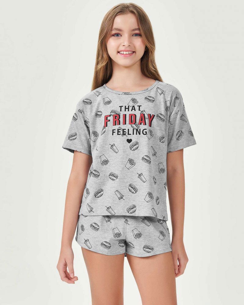 Short Doll Manga Curta Infantil Feminino