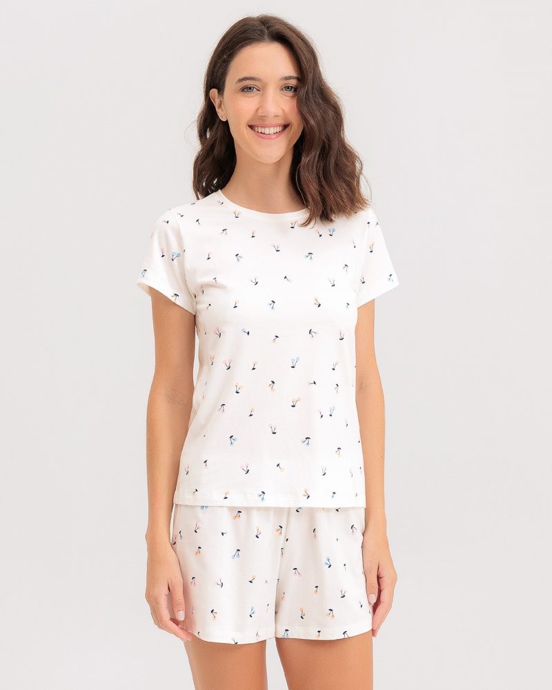 Pijama Feminino Manga Curta Com Shorts
