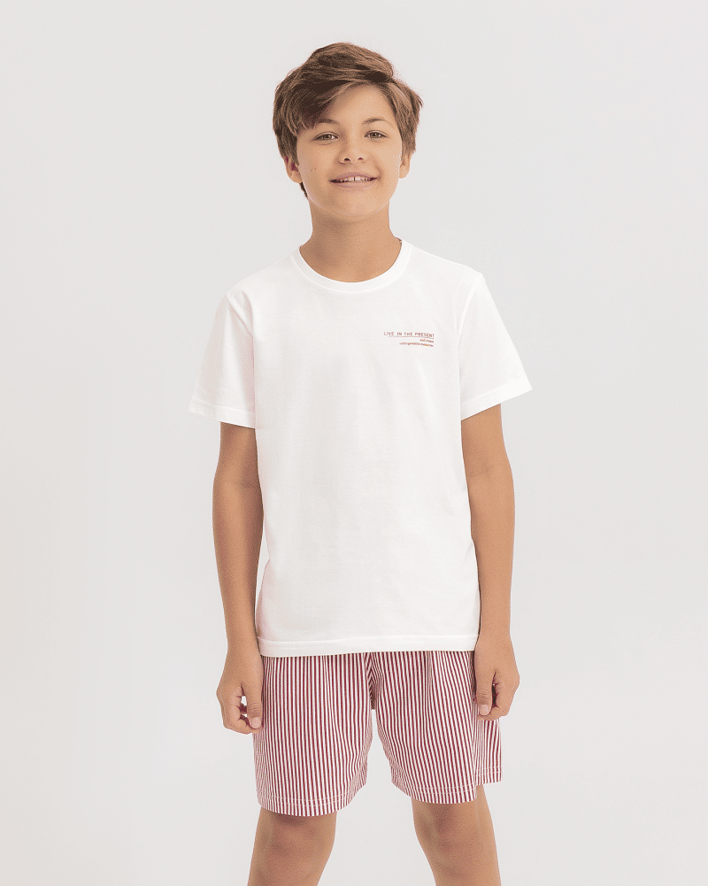Pijama Masculino Infantil Manga Curta Com Shorts