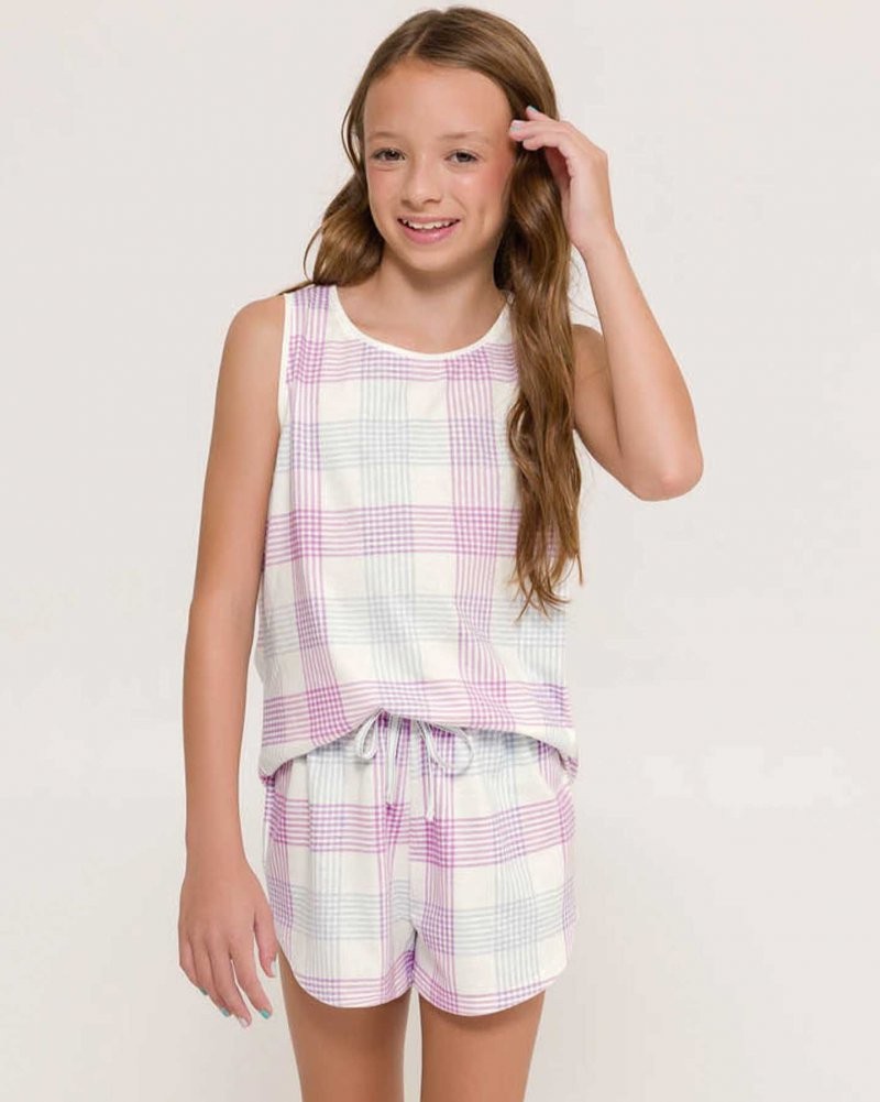 Pijama Feminino Infantil Regata com Shorts