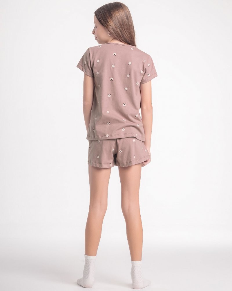 Pijama Infantil Feminino Manga Curta Com Shorts