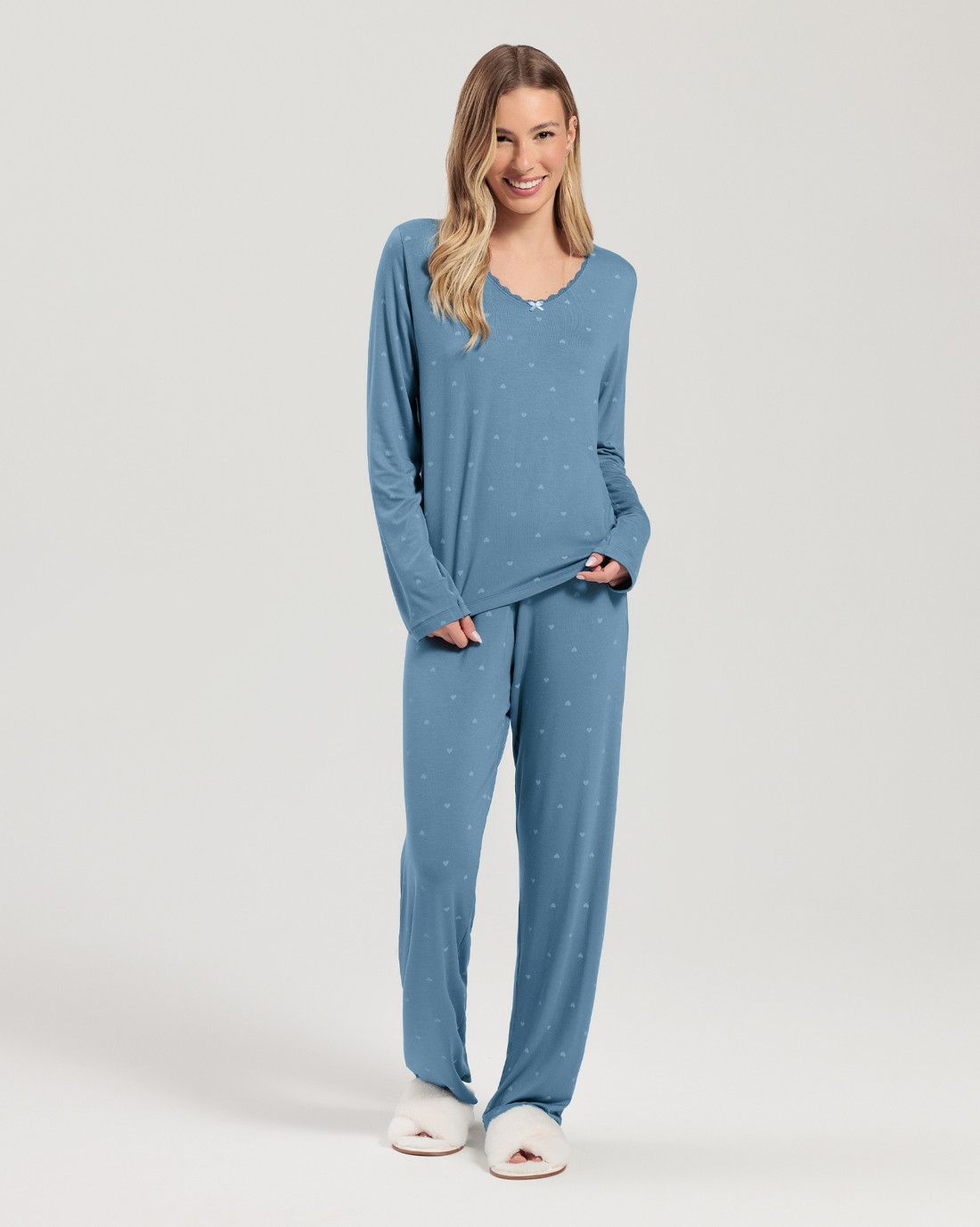 Pijama Feminino Manga Longa Com Calça