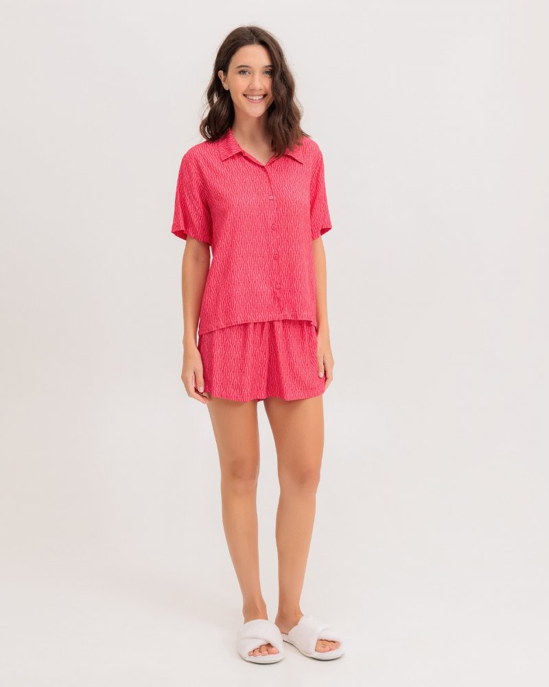 Pijama Feminino Manga Curta Americano Com Shorts