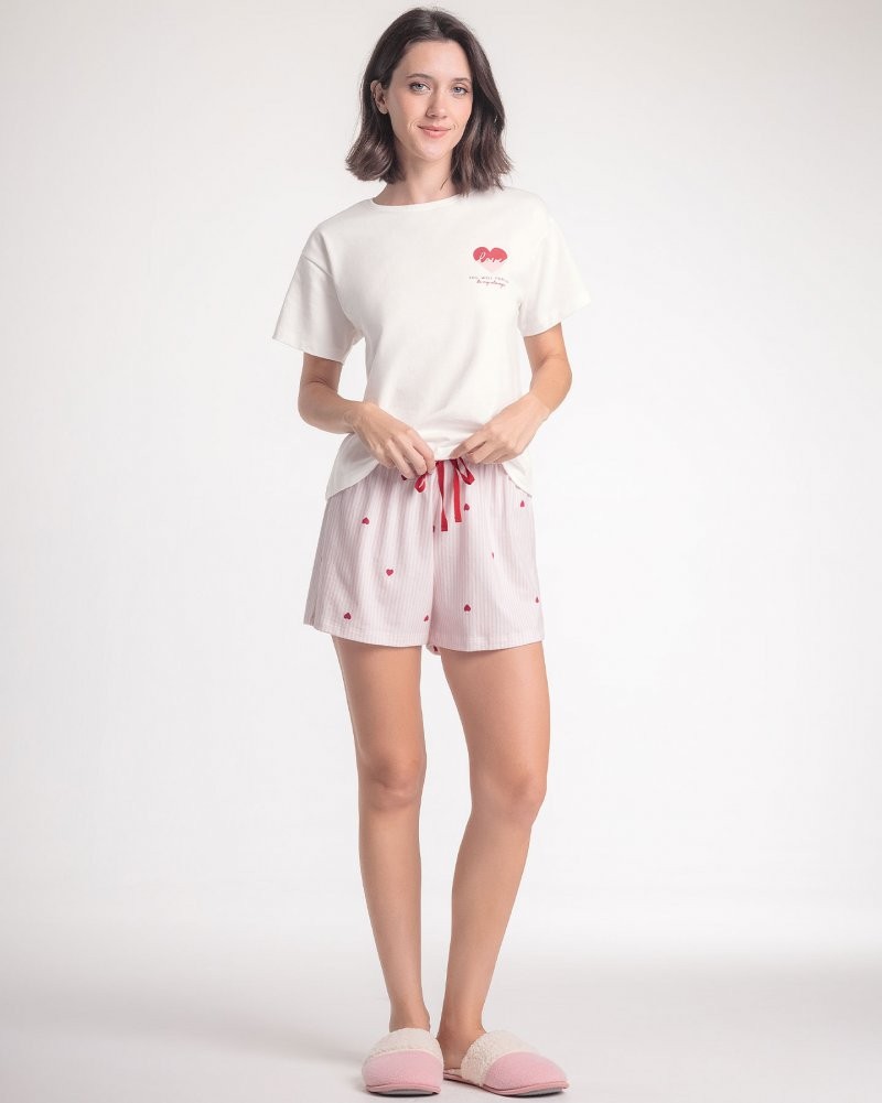 Pijama Feminino Manga Curta Com Shorts