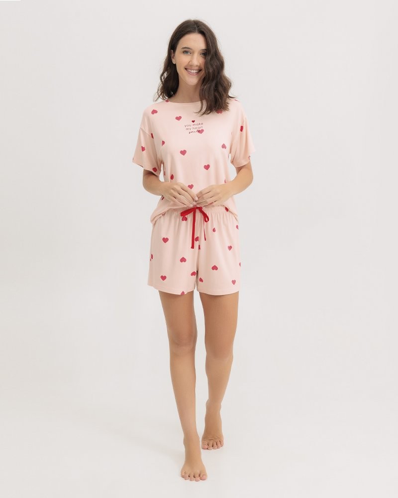 Pijama Feminino Manga Curta Com Shorts