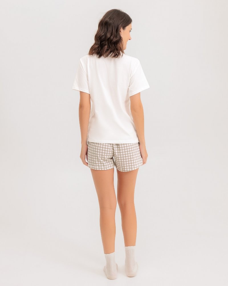 Pijama Feminino Manga Curta Com Shorts