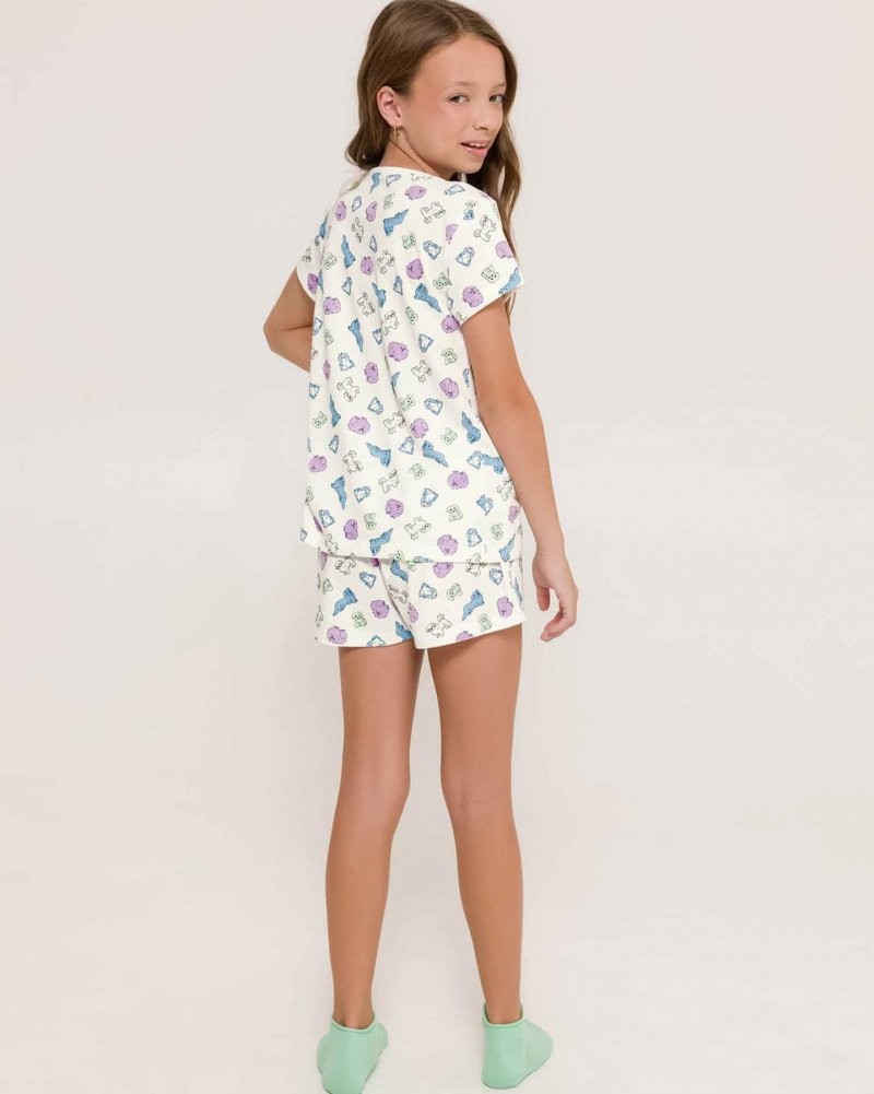 Pijama Feminino Infantil Manga Curta com Shorts