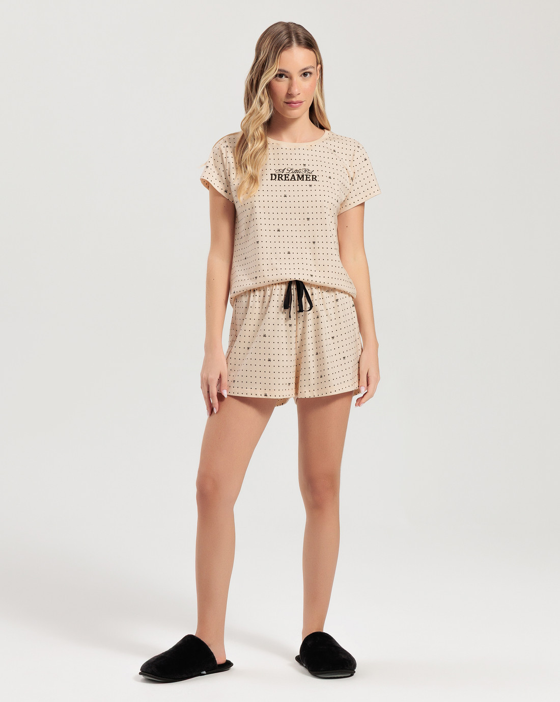 Pijama Feminino Manga Curta Com Shorts