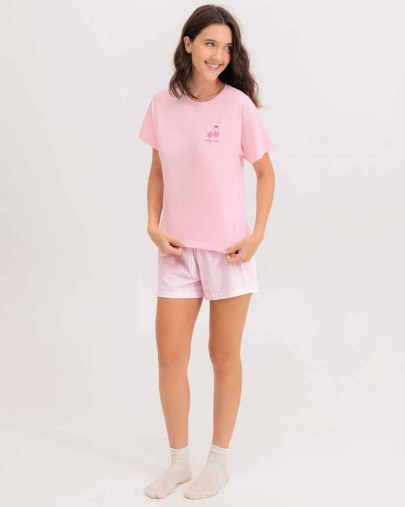 Pijama Feminino Manga Curta Com Shorts