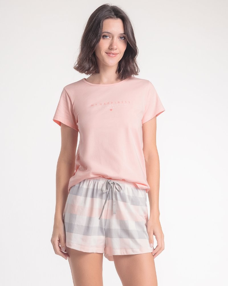 Pijama Feminino Manga Curta com Shorts