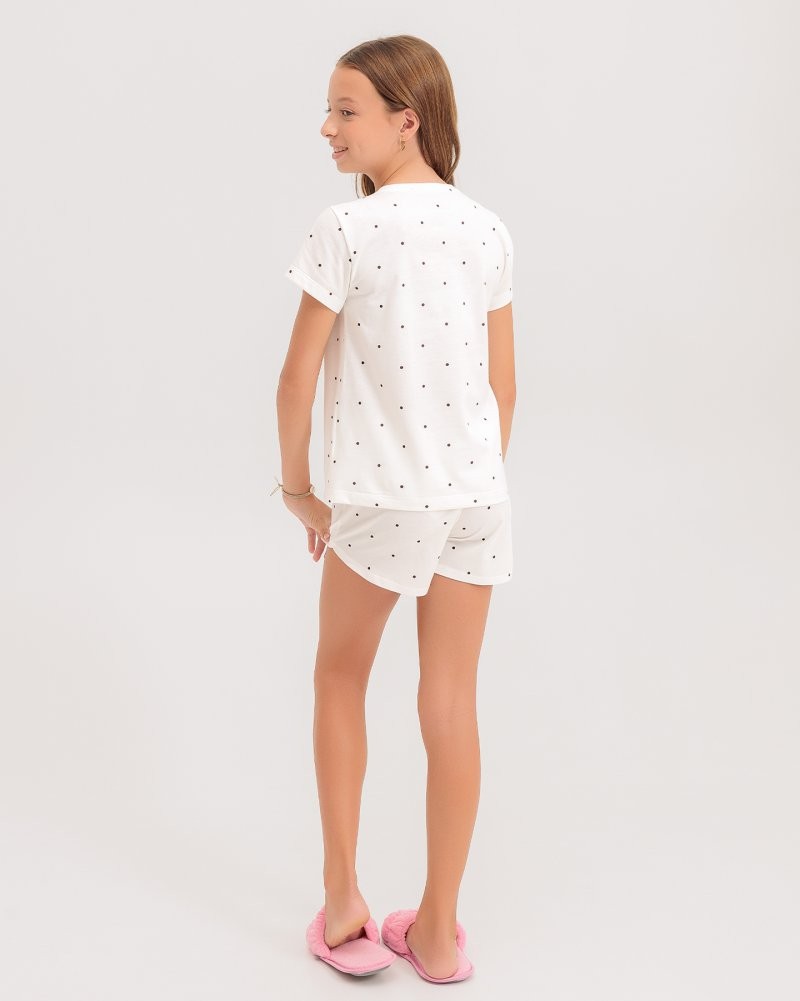 Pijama Infantil Feminino Manga Curta Com Shorts