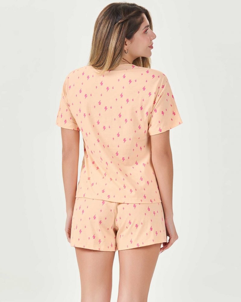 Pijama Feminino Manga Curta Com Shorts