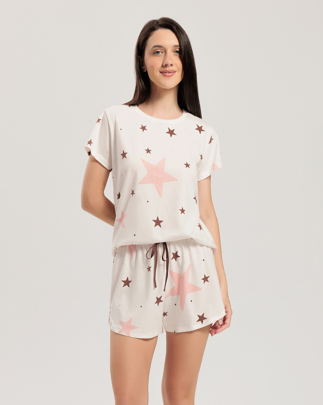 Pijama Feminino Manga Curta Com Shorts