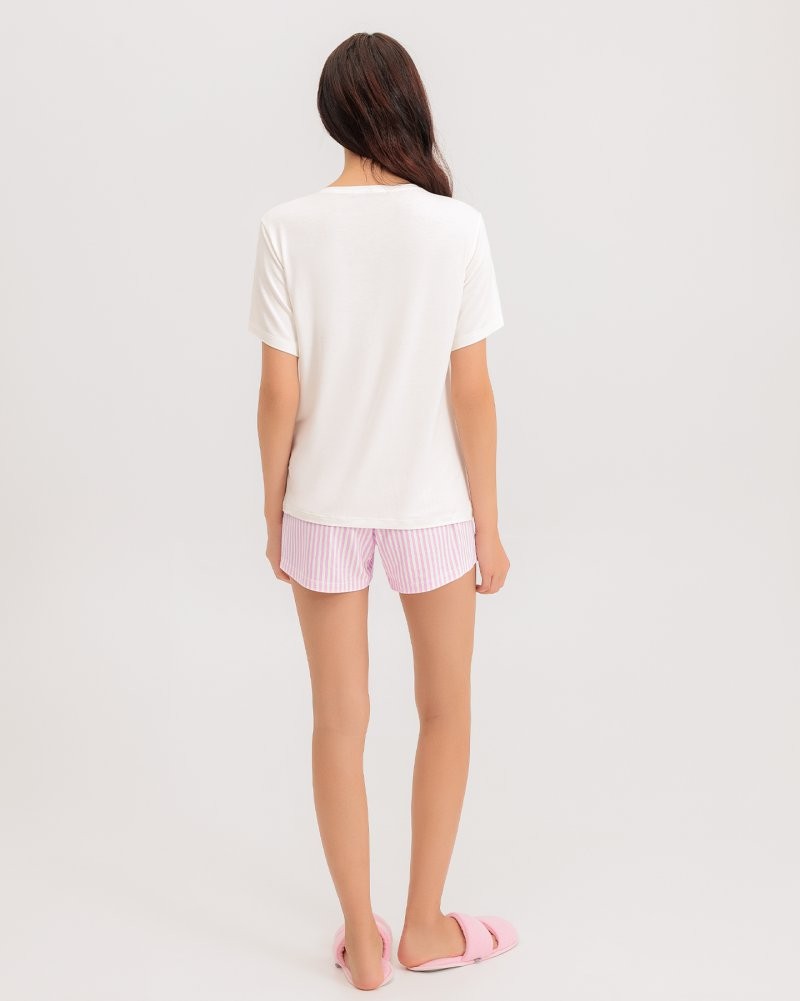 Pijama Feminino Manga Curta Com Shorts